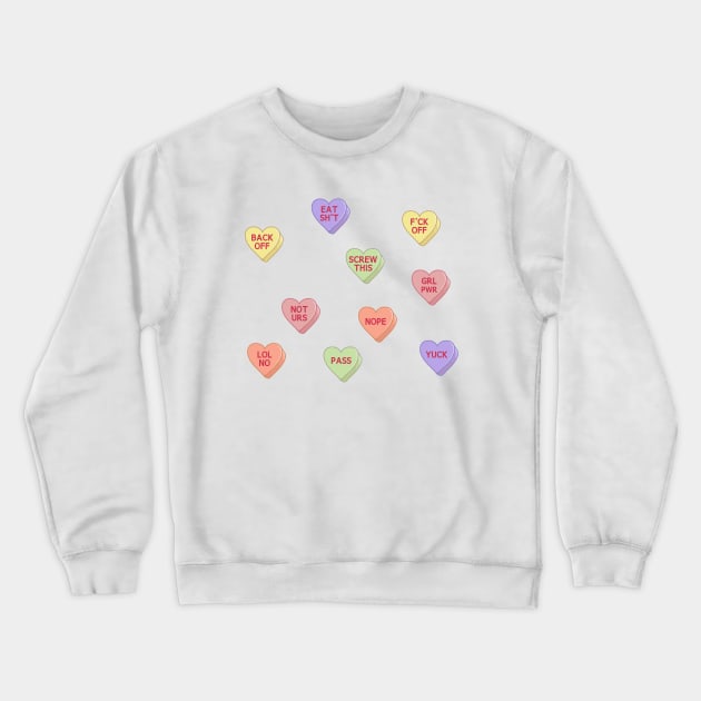 Feminist Stickers, feminism sticker, grl pwr, conversation hearts Crewneck Sweatshirt by The Brooklyn Vibe